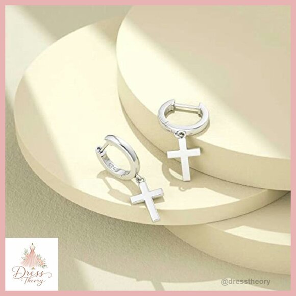 Sterling Silver Dangle Huggie Earrings with CZ and Pearl Accents - Picture 6 of 8